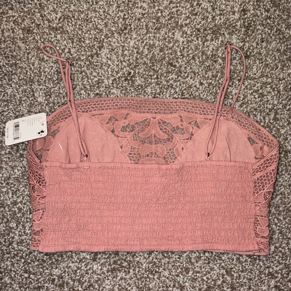 NWT Pink Intimately by Free People Lace Crop Tank Top - Picture 2 of 3